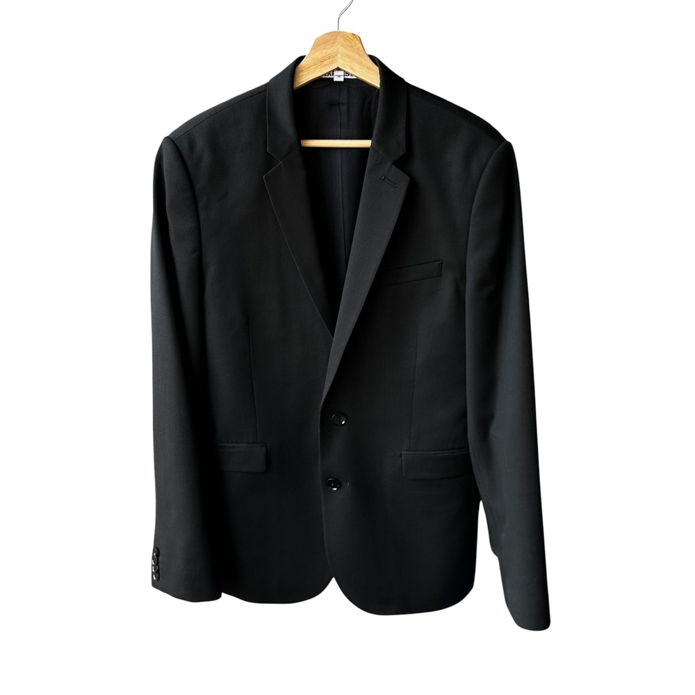 Express Blazer Jacket Innovator Skinny Fit Black Wool Blend Two Button Mens 40 R